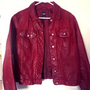 Vintage ‘90s GAP Red Leather Moto Jacket